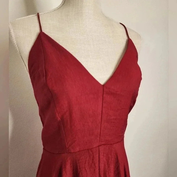 Nasty Gal Rule the Dance Floor Lace-up Dress size 8 NWT Wine Red - Picture 4 of 13
